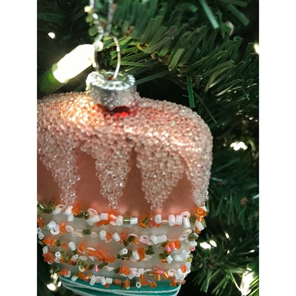 Ice Cream Bar Ornament Glass Pink Blue Christmas Beaded Treats Food Holiday - Picture 4 of 5